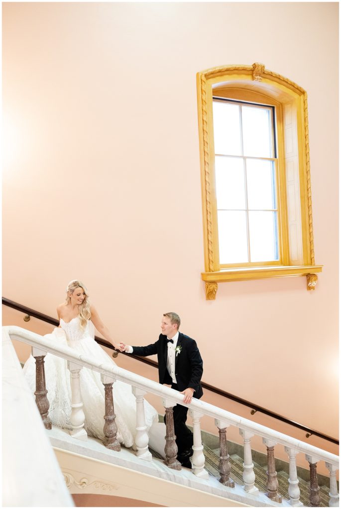 Bride and Groom portrait after Ceremony at Ohio Statehouse Wedding