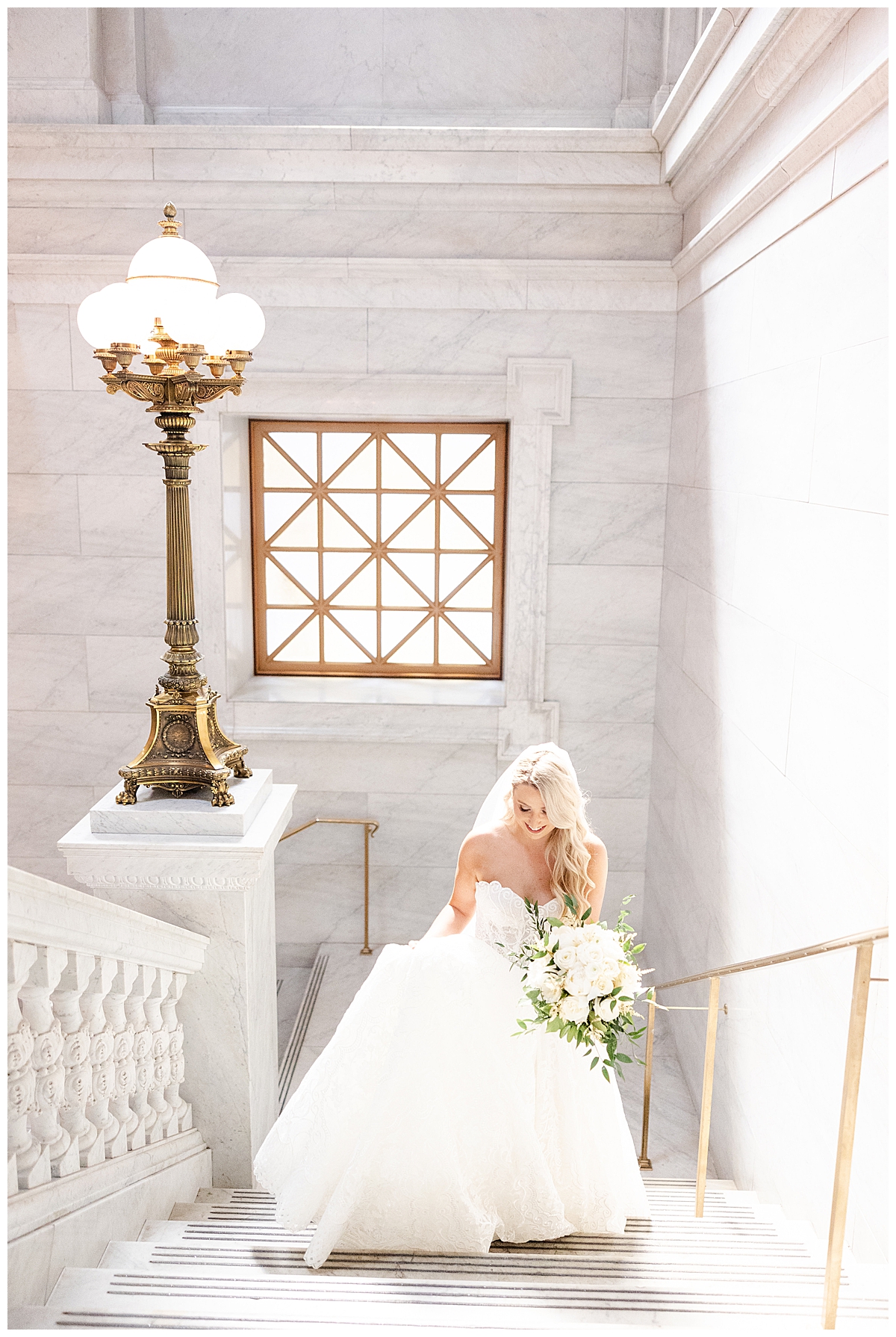 Bridal portrait on wedding day at Ohio State House