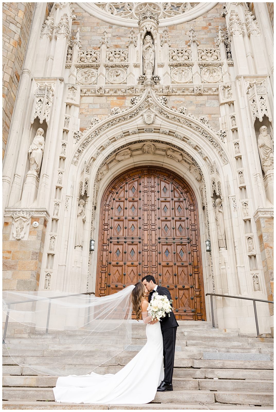Rosary Cathedral Wedding Bride and Groom Portrait