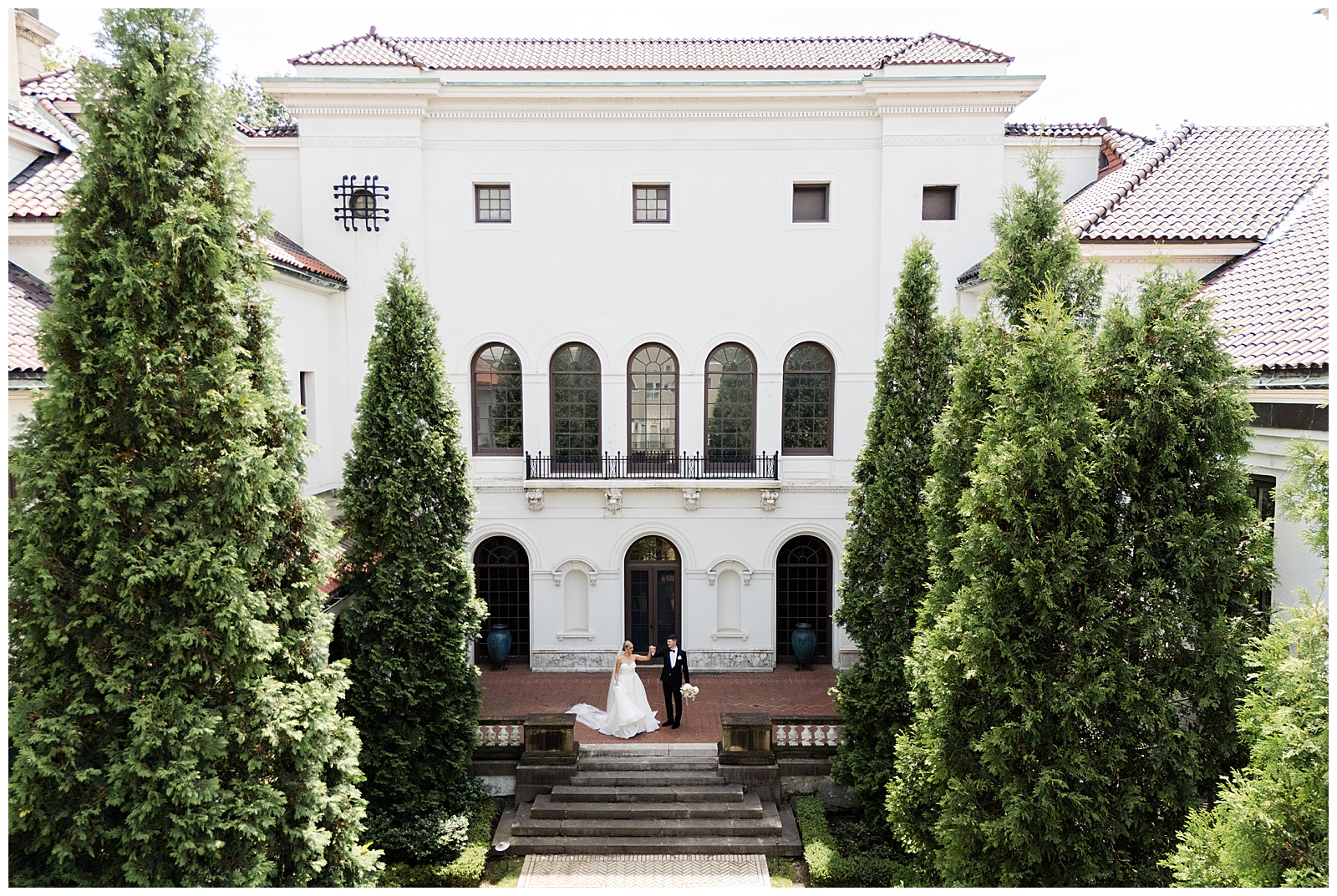Bride and Groom Drone portrait in Cleveland Ohio